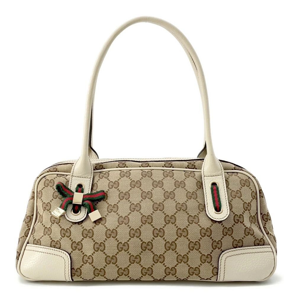 Gucci Shoulder Bag GG Canvas Princy Leather Boston